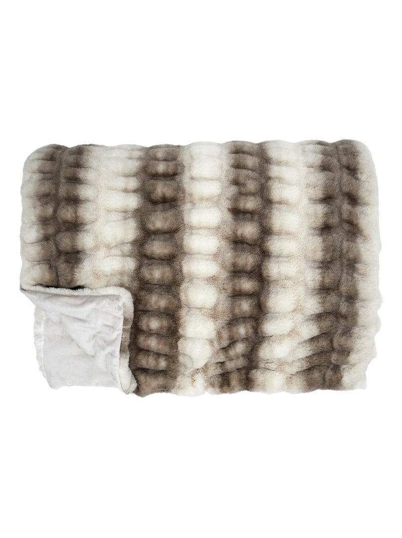 Plaid fausse fourrure collection LUXURY Blanc Marron - Kiabi