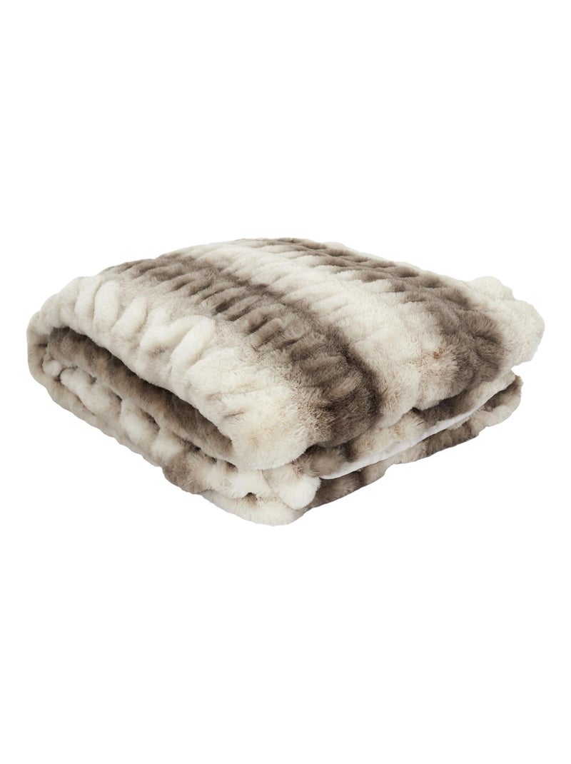 Plaid fausse fourrure collection LUXURY Blanc Marron - Kiabi