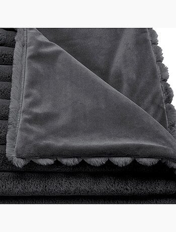 Plaid fausse fourrure côtelé ALBA 130x160