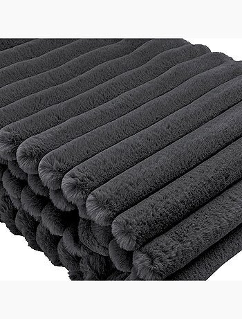 Plaid fausse fourrure côtelé ALBA 130x160