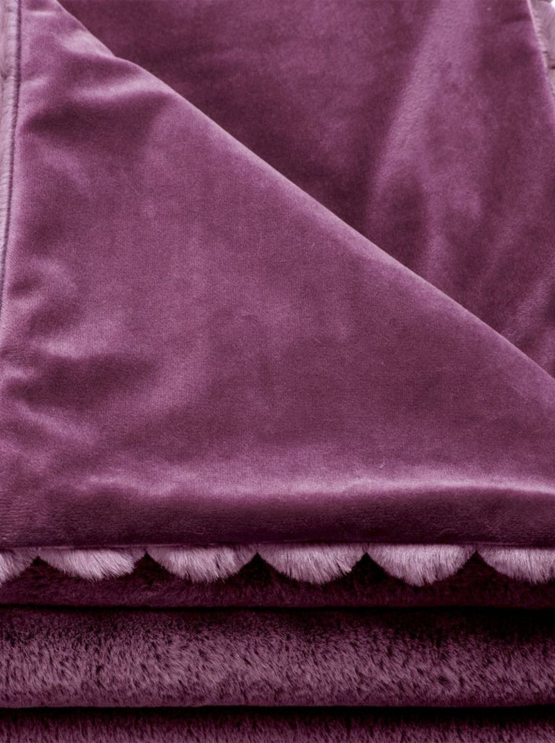 Plaid fausse fourrure côtelé ALBA 130x160 Prune - Kiabi