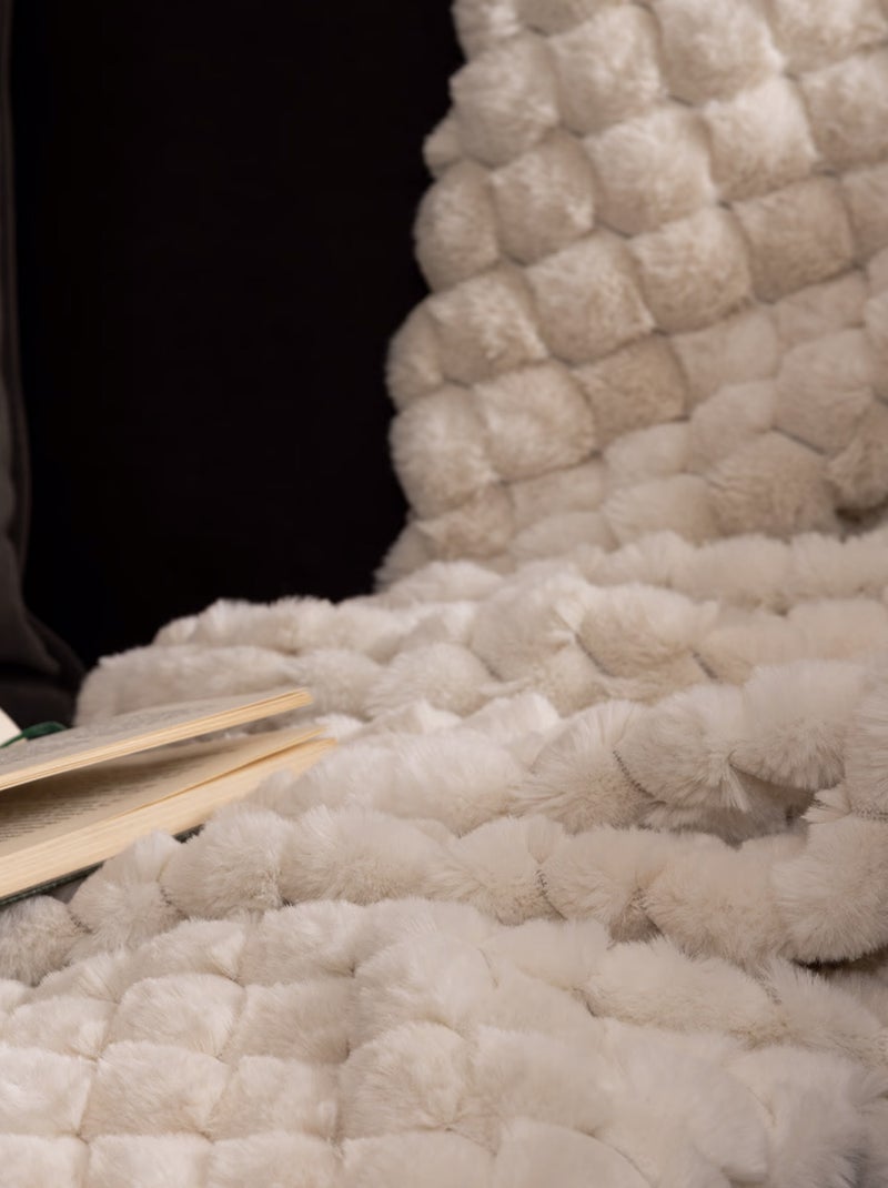 Plaid fausse fourrure Inuit  - Effet tie and dye Beige - Kiabi