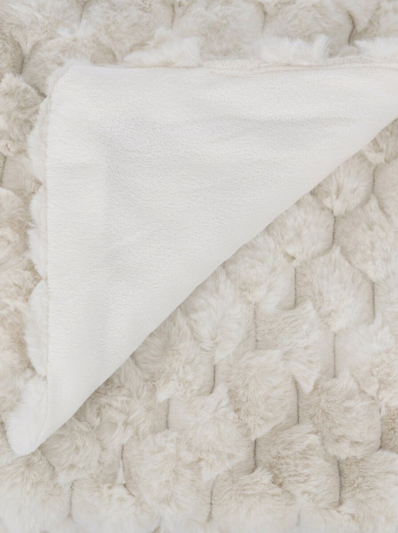 Plaid fausse fourrure Inuit  - Effet tie and dye Beige - Kiabi