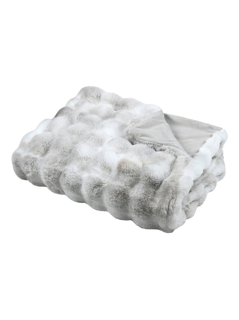 Plaid fausse fourrure moelleux Gris clair - Kiabi
