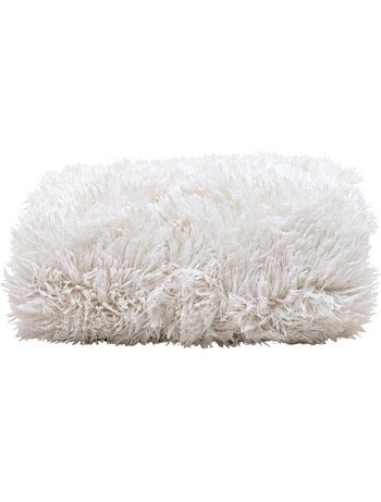 Plaid fausse fourrure poils longs blancs 130x170cm