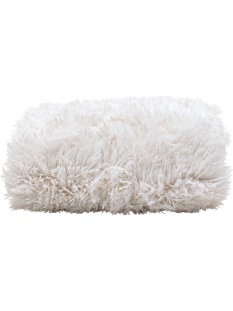 Plaid fausse fourrure poils longs blancs 130x170cm Blanc - Kiabi