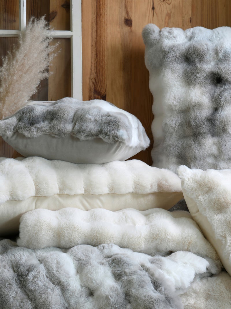 Plaid fausse imitation fourrure moelleux Ecru - Kiabi