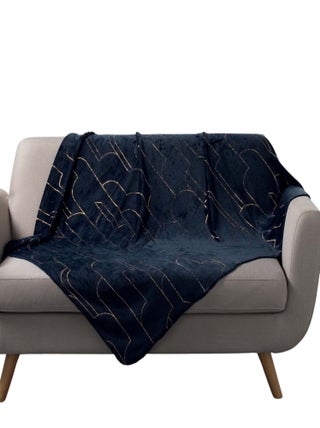 Plaid flanelle 125 x 150 cm Domeas bleu marine