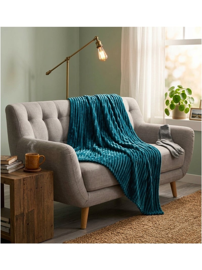 Plaid flanelle Collection Gali Bleu - Kiabi