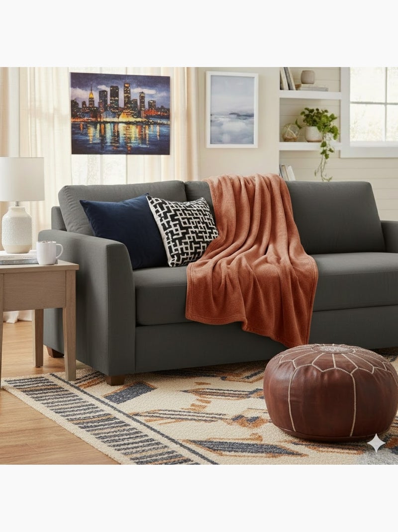 Plaid Flanelle douceur Terracotta - Kiabi