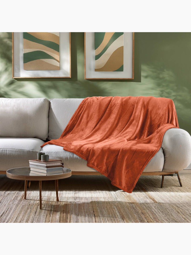 Plaid flanelle FLANOU - Douceur D'intérieur Orange - Kiabi