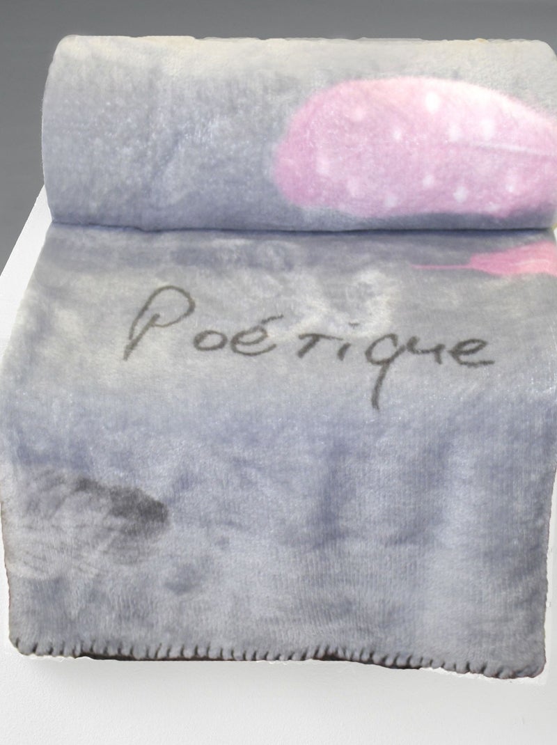 Plaid Flanelle imprime Poetique Gris 125 x 150 cm Gris - Kiabi