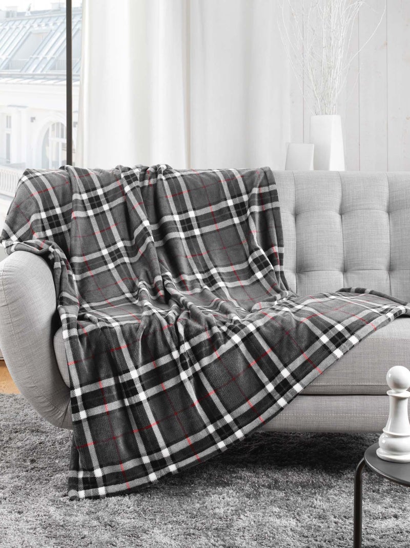 Plaid flanelle + poche pour pieds Scottish Gris - Kiabi