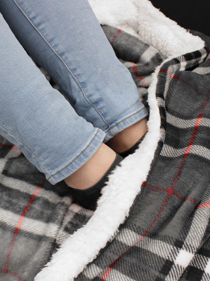 Plaid flanelle + poche pour pieds Scottish Gris - Kiabi