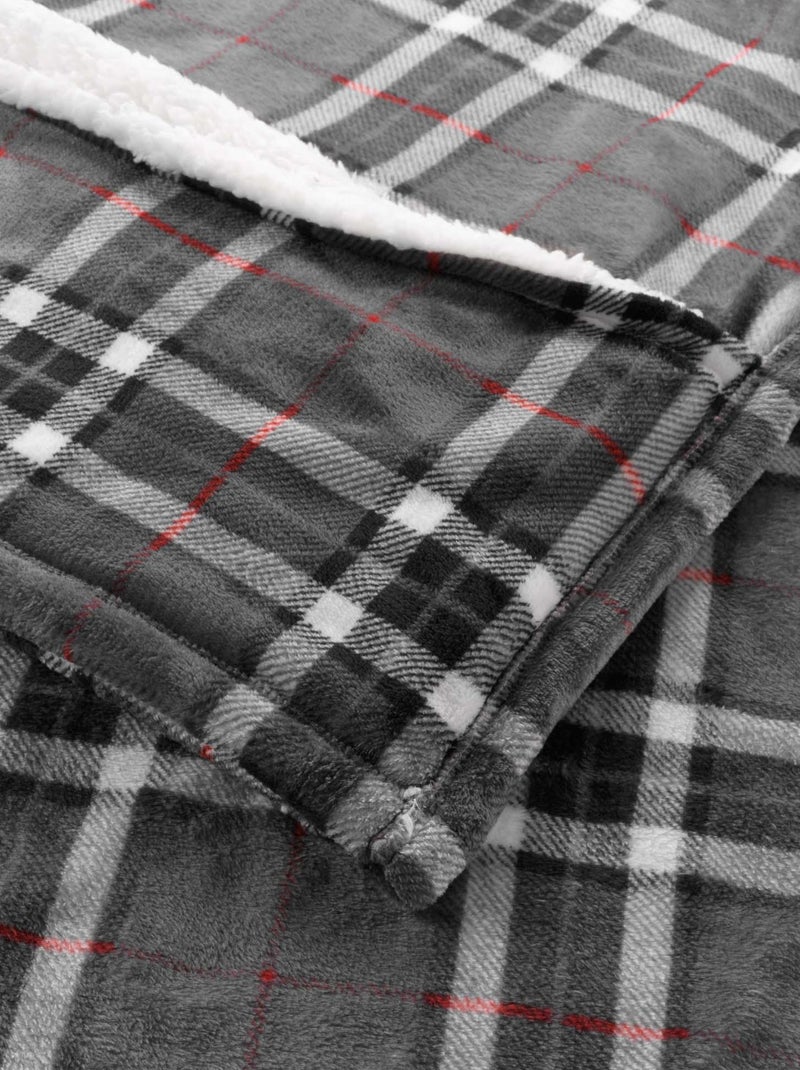 Plaid flanelle + poche pour pieds Scottish Gris - Kiabi