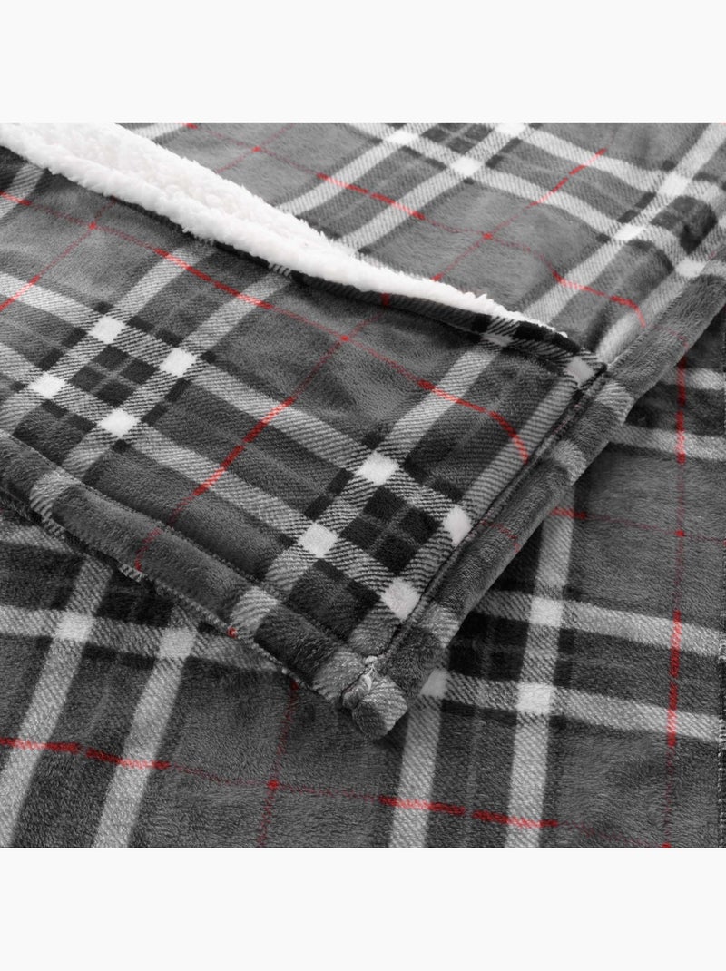 Plaid flanelle + poche pour pieds scottish Gris clair - Kiabi