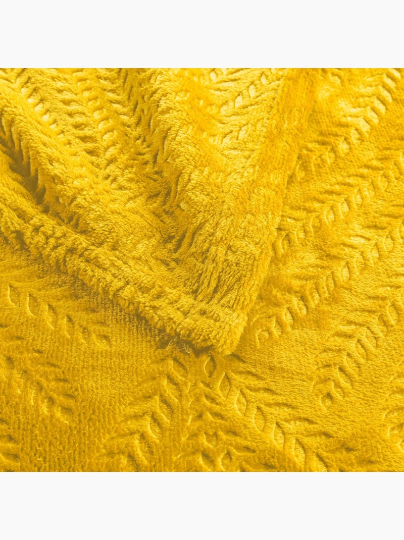 Plaid flanelle relief uni Nelia - Douceur D'intérieur Jaune - Kiabi
