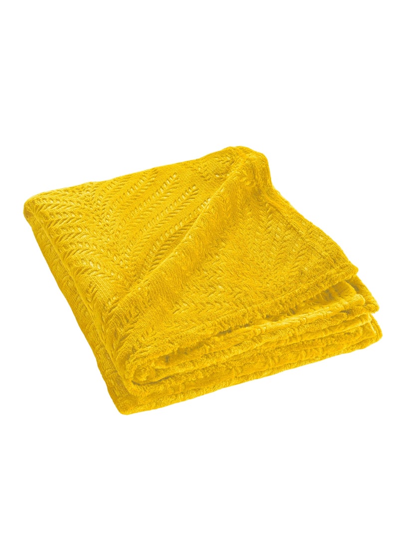 Plaid flanelle relief uni Nelia - Douceur D'intérieur Jaune - Kiabi