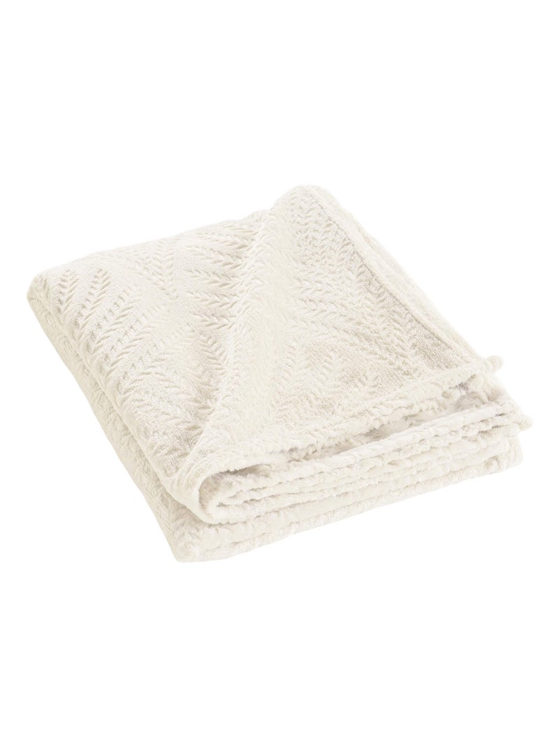 Plaid flanelle relief unie Nelia - Douceur D'intérieur Bois naturel - Kiabi