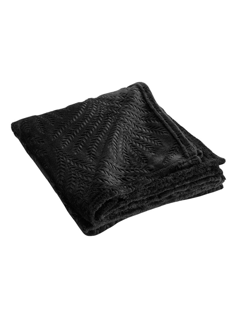 Plaid flanelle relief unie Nelia - Douceur D'intérieur Noir - Kiabi