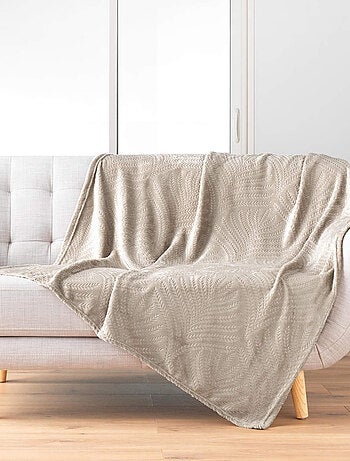 Plaid flanelle relief unie Nelia - Douceur D'intérieur