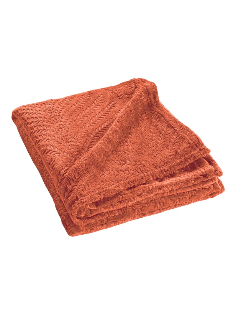 Plaid flanelle relief unie Nelia - Douceur D'intérieur Terracotta - Kiabi