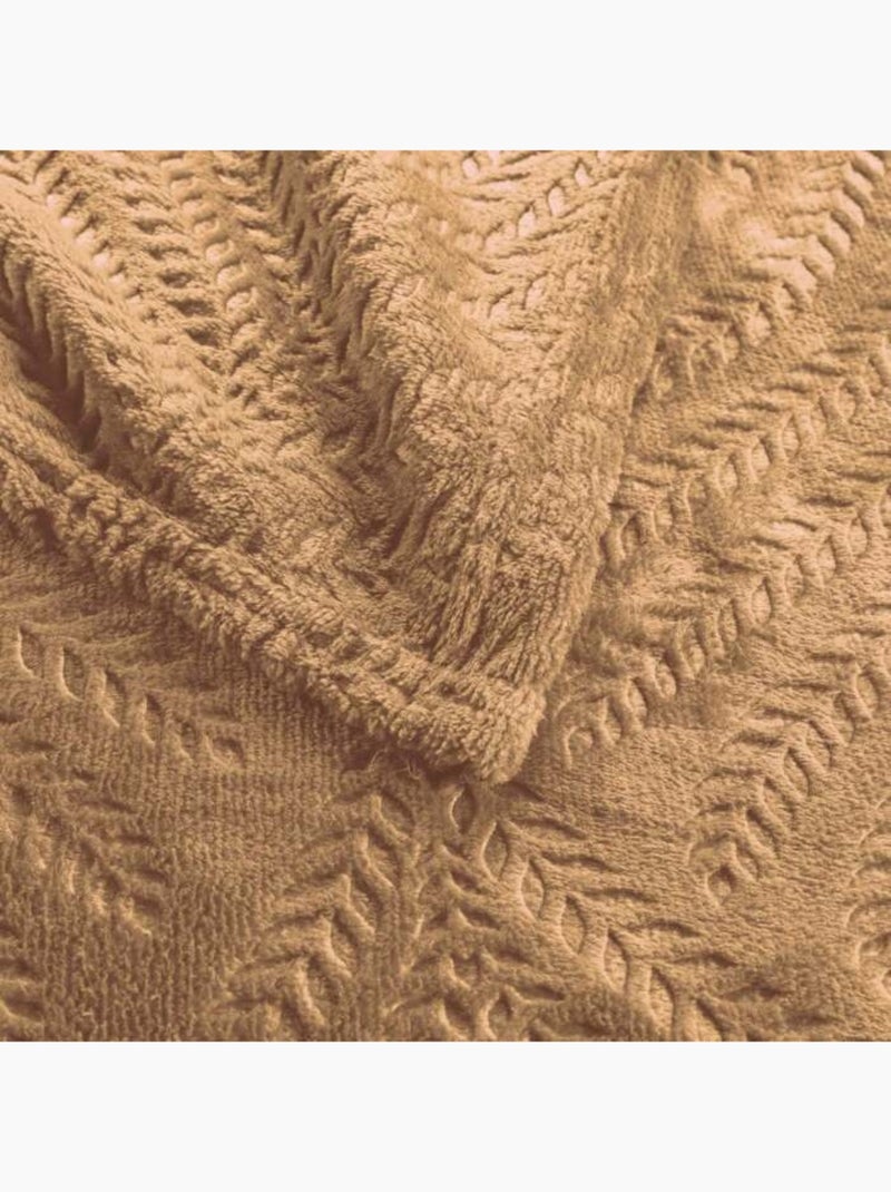 Plaid flanelle relief unie nelia Camel - Kiabi