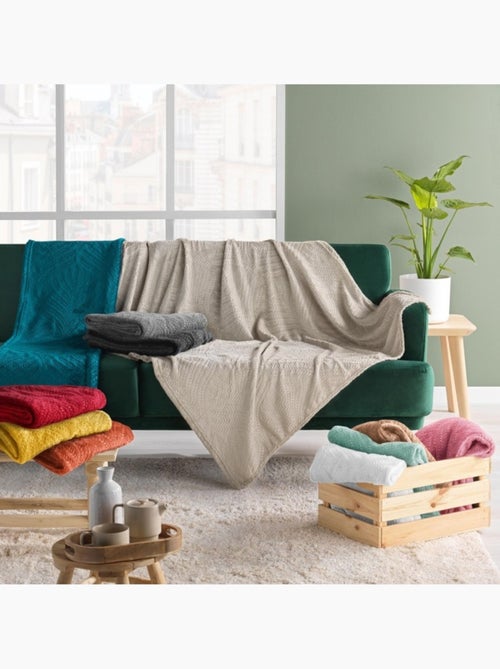 Plaid flanelle relief unie nelia - Kiabi