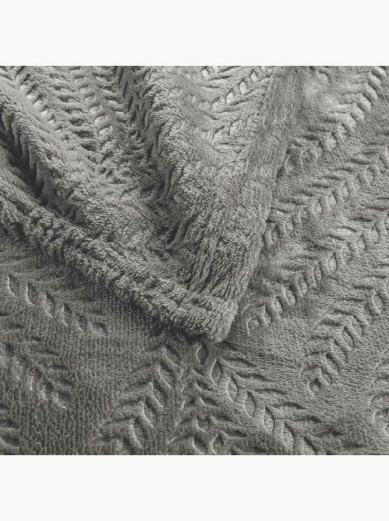 Plaid flanelle relief unie nelia Gris - Kiabi