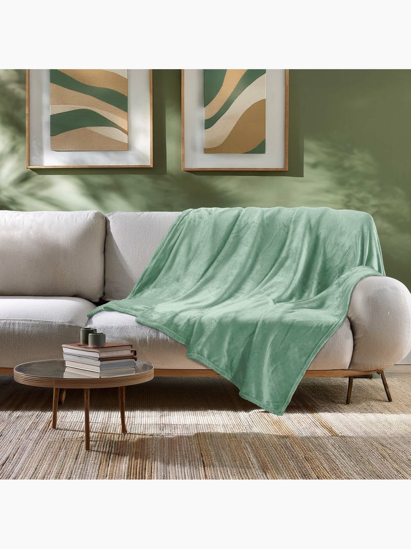 Plaid Flanelle Ultra Douce Flanou – Vert Sauge - Kiabi