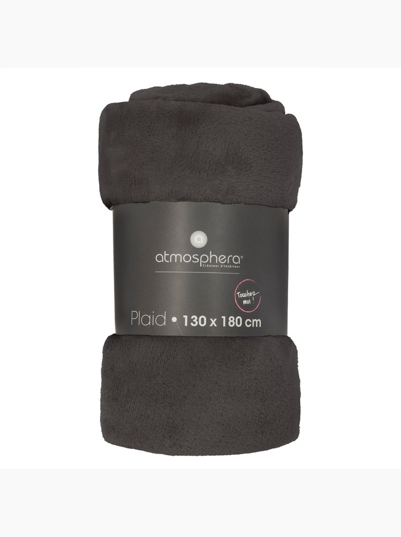 Plaid flanelle uni OLLIS Gris foncé - Kiabi
