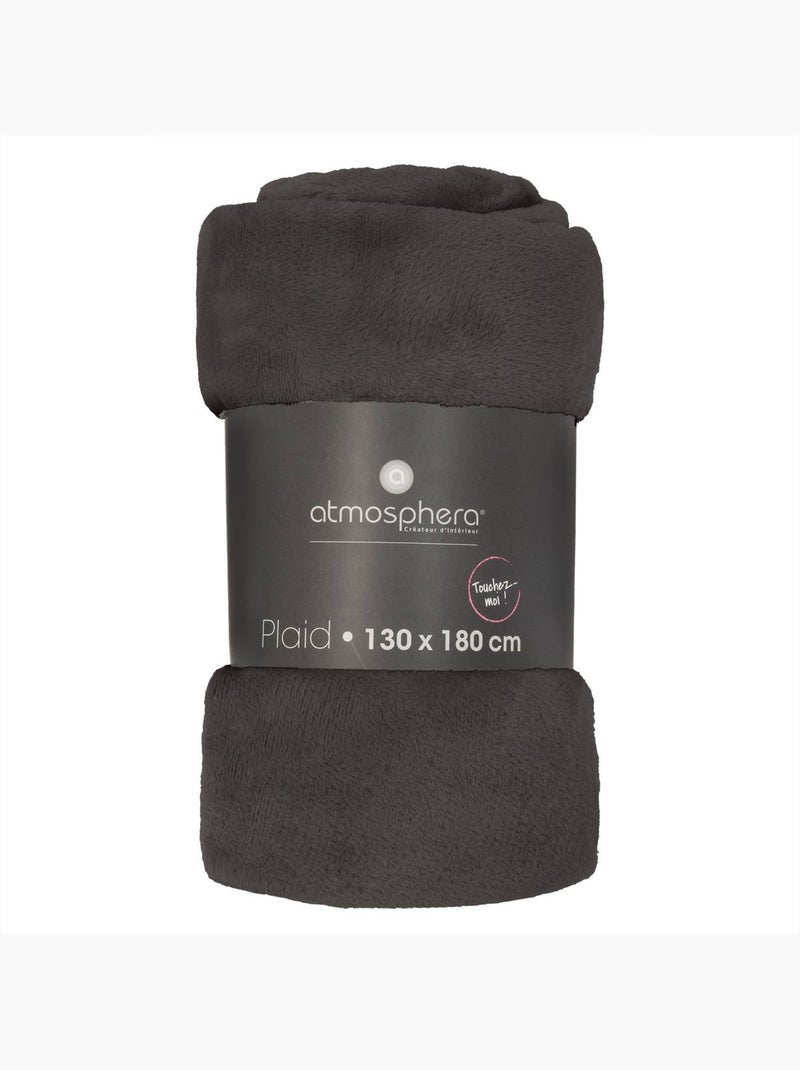 Plaid flanelle uni OLLIS Gris foncé - Kiabi