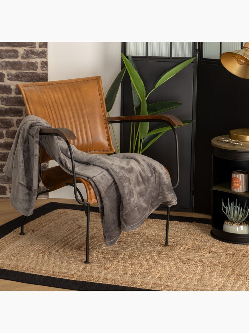 Plaid flanelle uni OLLIS Gris foncé - Kiabi