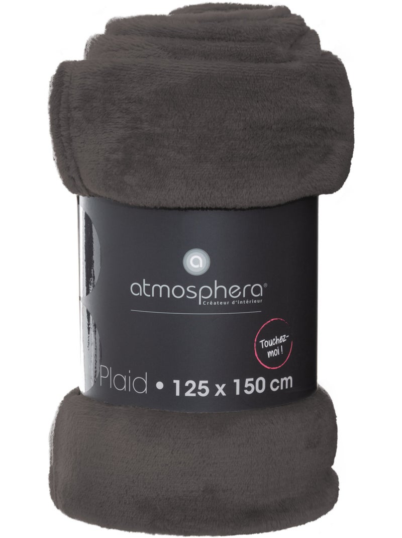 Plaid flanelle uni OLLIS Gris foncé - Kiabi