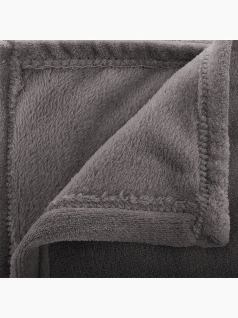 Plaid flanelle uni OLLIS Gris foncé - Kiabi