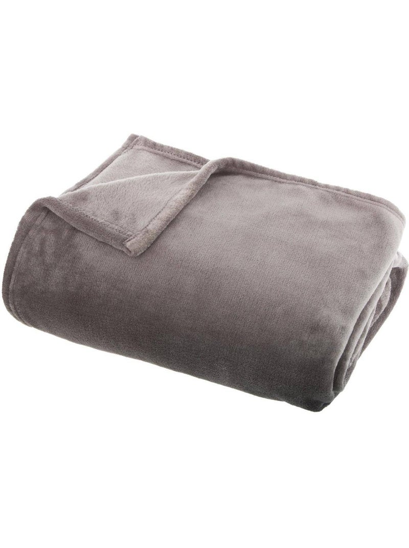 Plaid flanelle uni OLLIS Gris souris - Kiabi