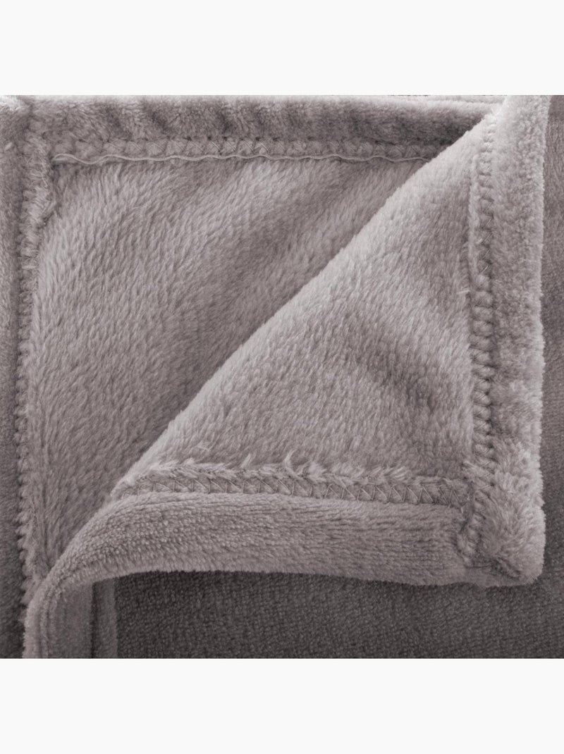 Plaid flanelle uni OLLIS Gris souris - Kiabi