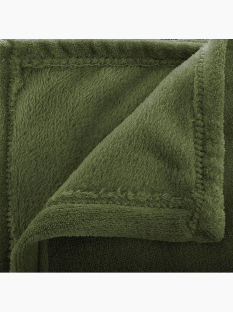 Plaid flanelle uni OLLIS Kaki - Kiabi