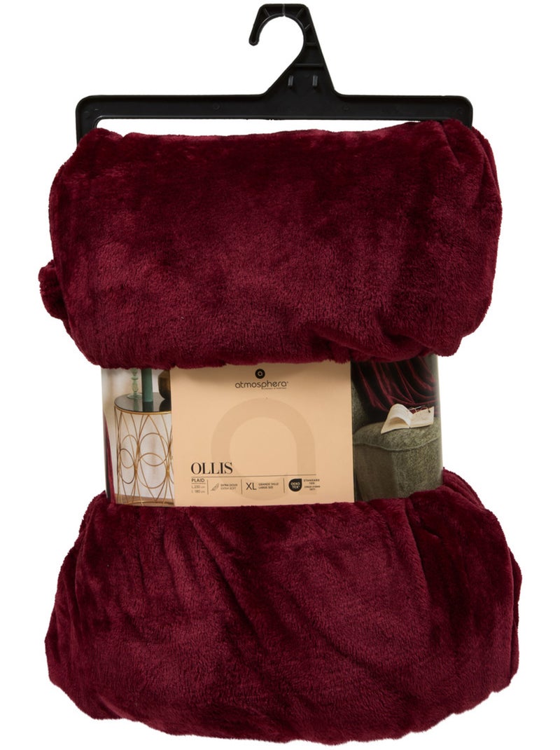 Plaid flanelle uni OLLIS Rouge grenat - Kiabi