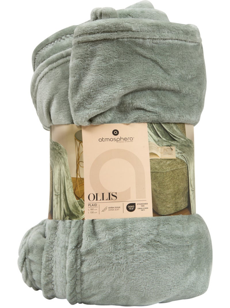 Plaid flanelle uni OLLIS Vert clair - Kiabi