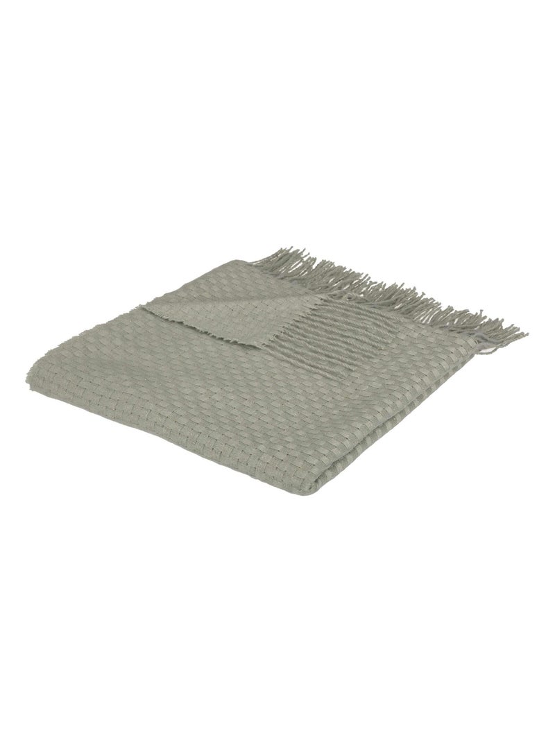 Plaid frangé au style rétro Bleu céladon - Kiabi