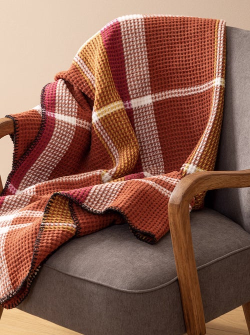 Plaid gaufré motif tartan et rayures - Kiabi