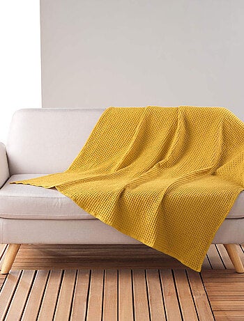 Plaid gaufrette en coton uni - Douceur D'intérieur