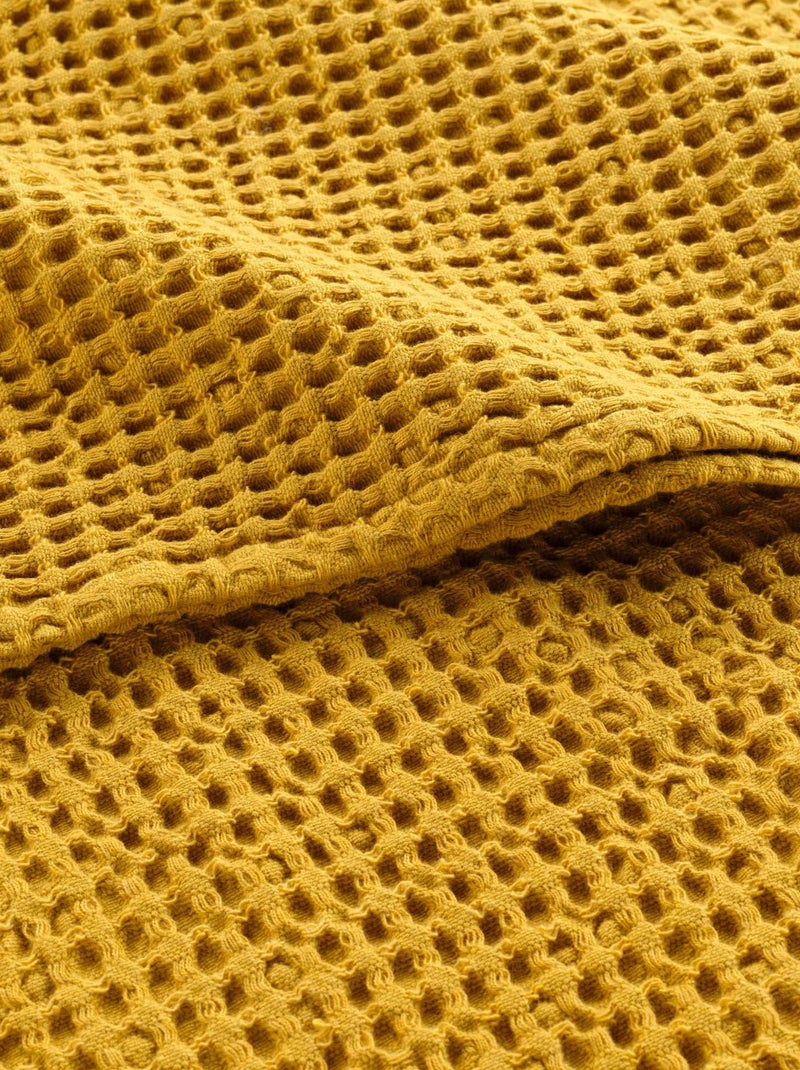 Plaid gaufrette en coton uni - Douceur D'intérieur Jaune - Kiabi
