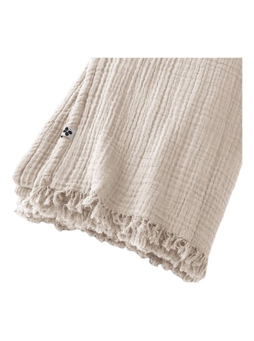 Plaid gaze de coton à franges - Terre de Nuit - Kiabi