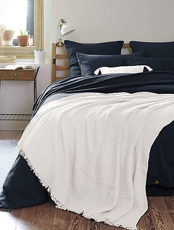 Plaid gaze de coton à franges - Terre de Nuit