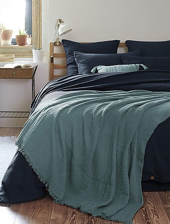 Plaid gaze de coton à franges - Terre de Nuit