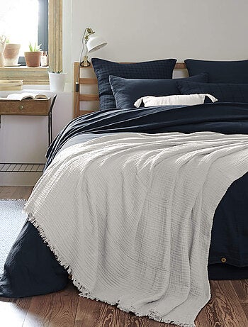 Plaid gaze de coton à franges - Terre de Nuit