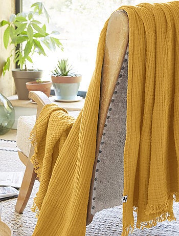 Plaid gaze de coton à franges - Terre de Nuit