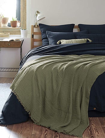 Plaid gaze de coton à franges - Terre de Nuit